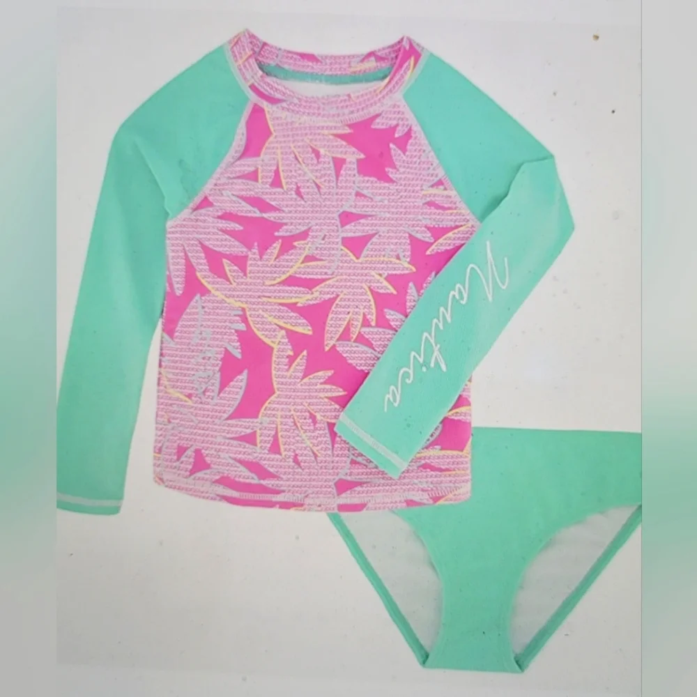 NWT NAUTICA RASH GUARD SWIM SET SUN PROTECTION GIRLS 12 TO 14